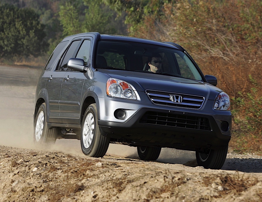 Honda CR-V used crossover SUV from 2005 driving in the mountains