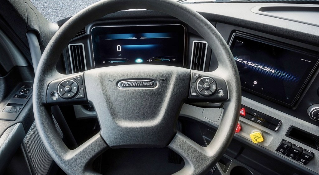 cockpit of the Freightliner eM2 by Daimler