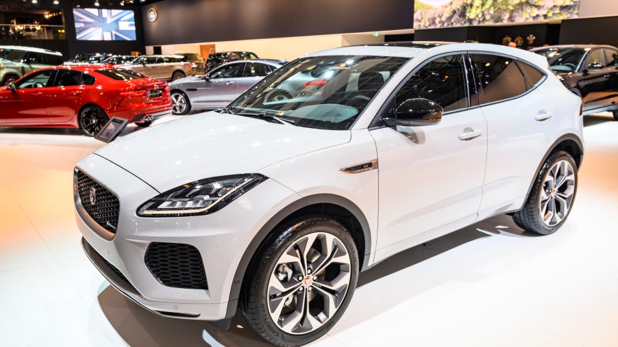 2020 E-Pace compact luxury SUV on display at Brussels Expo on January 9, 2020