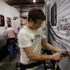 Workers at Jayco, Inc., the country's third largest maker of recreational vehicles, build Jay Flight travel trailers