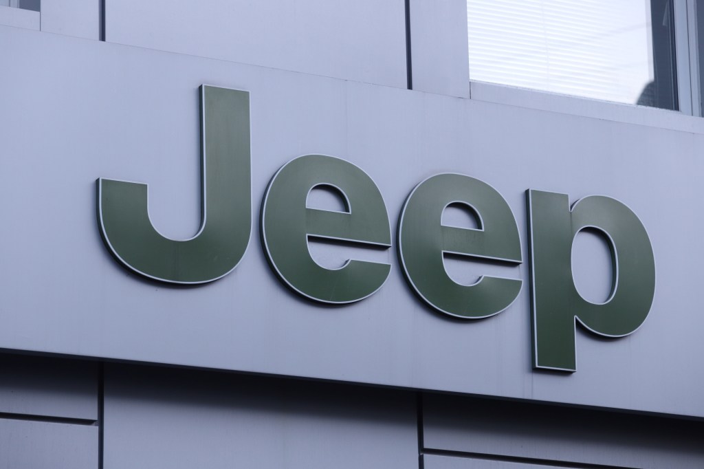 Jeep logo seen at the dealer.
