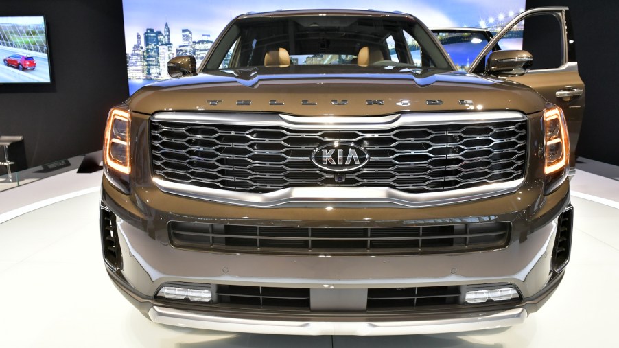 The KIA Telluride is seen at the 2020 New England Auto Show Press Preview at Boston Convention & Exhibition Center