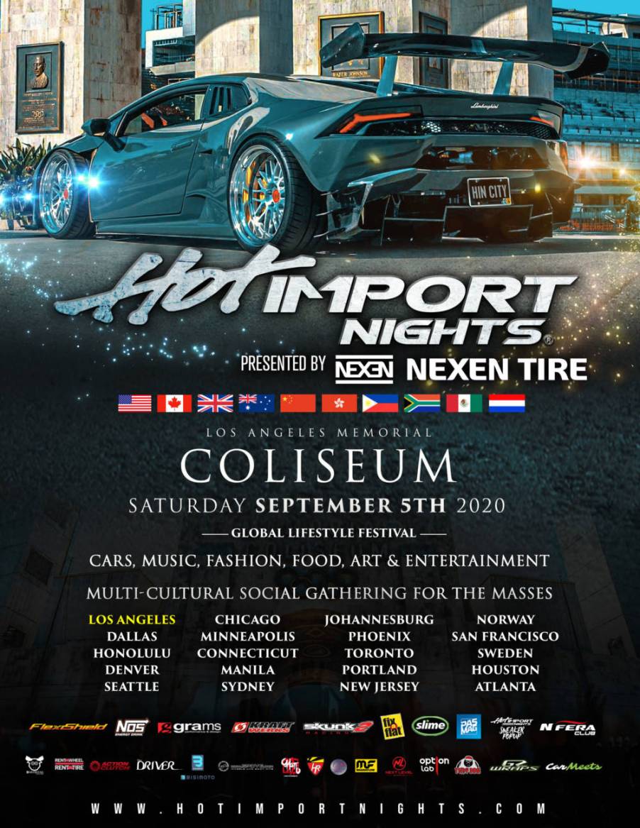 Hot Import Nights 2020 Banner for a September car show event