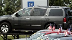 A Nissan Armada on display at a car dealership