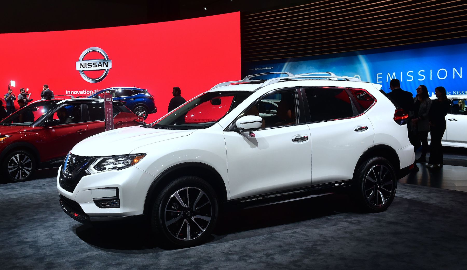 New models of the Nissan Rogue on display in Los Angeles, California on November 29, 2018 at Automobility LA
