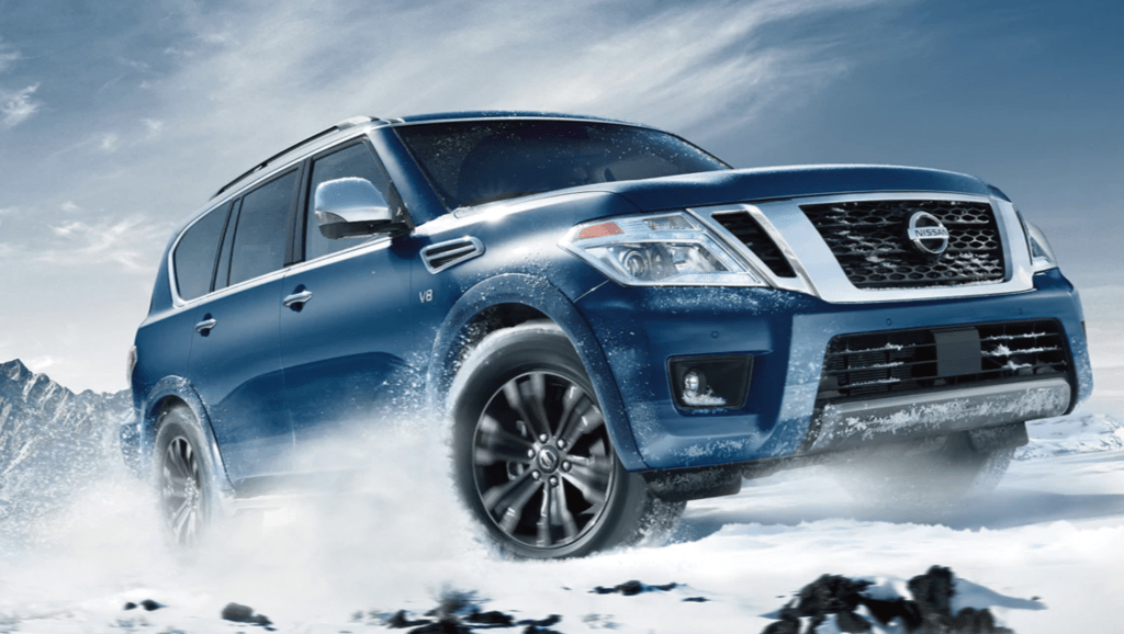 2020 Nissan Armada driving in snow 