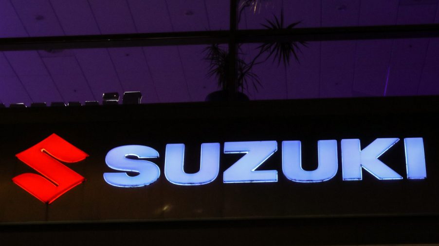 A Suzuki logo seen during a road show