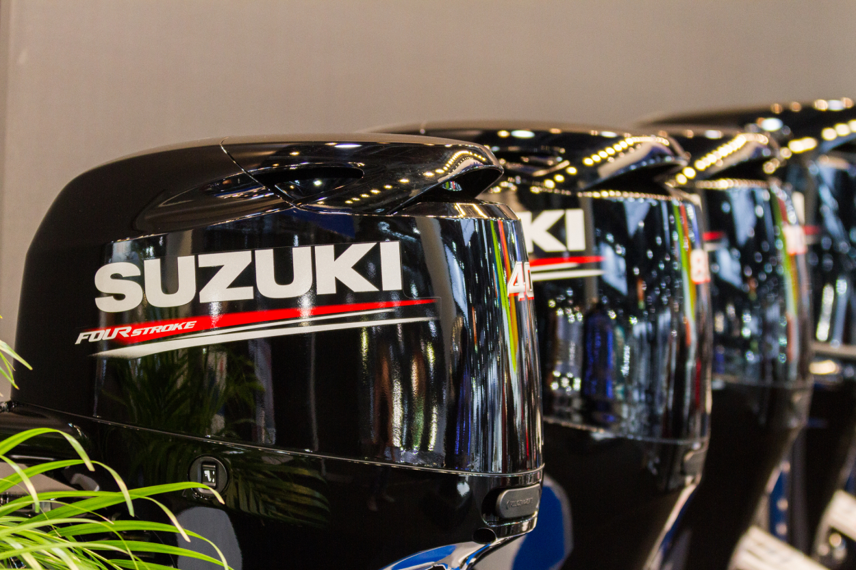 Suzuki outboard motors on display