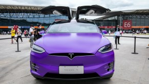 Tesla Model X, equipped with Autopilot tech, is on display during the 2020 China Digital Entertainment Expo & Conference