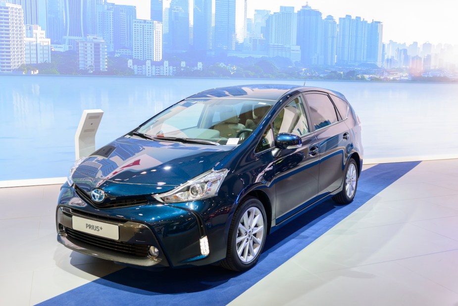 Toyota Prius + mpv stationwagon on display at Brussels Expo