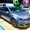 Volkswagen Golf GTE plug-in hybrid hatchback car on display at Brussels Expo