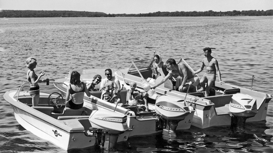 Boating photo in black and white