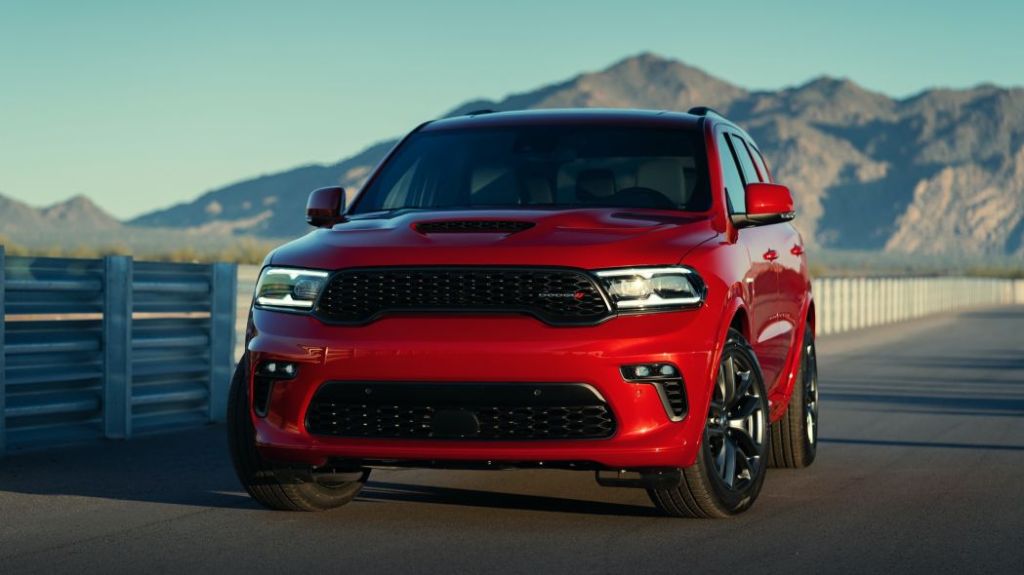 2021 Dodge Durango parked in front of mountains