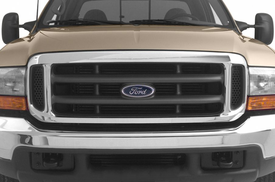front grille of a gold Ford F-250 pickup truck 