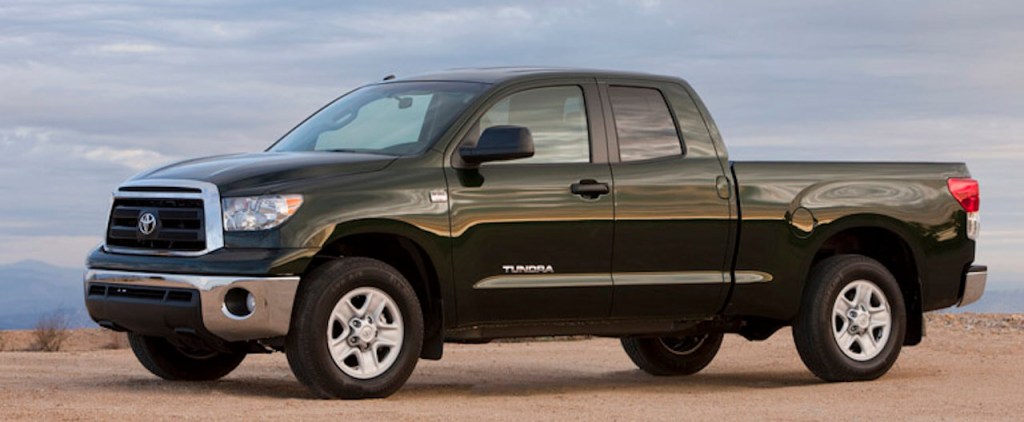 A green 2011 Toyota Tundra is a reliable used pickup truck