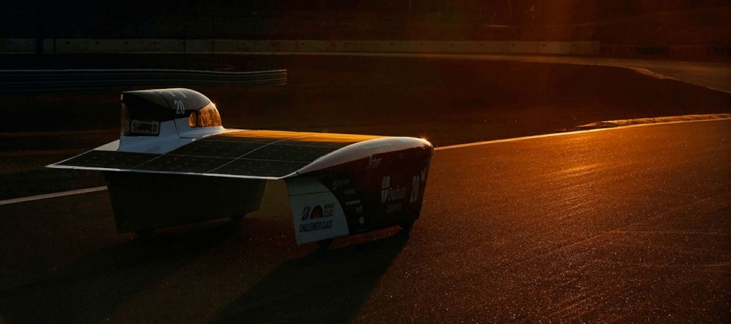 A solar-powered race car. | World Solar Challenge