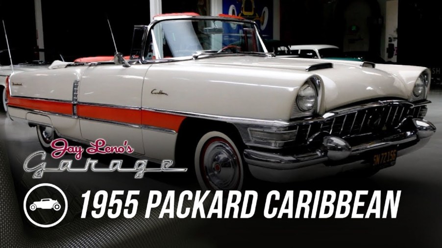 Jay Leno's white-and-red 1955 Packard Caribbean convertible