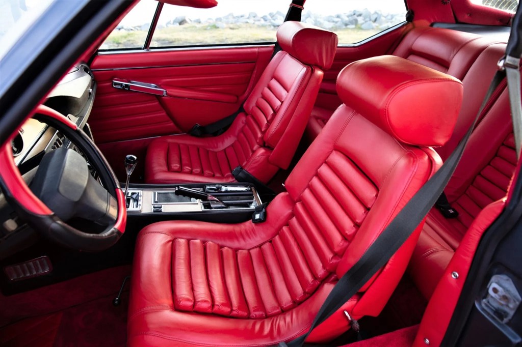 A 1972 Citroen SM's red leather interior