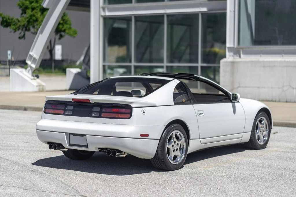 The rear view of a white 1990 Nissan 300ZX Twin Turbo