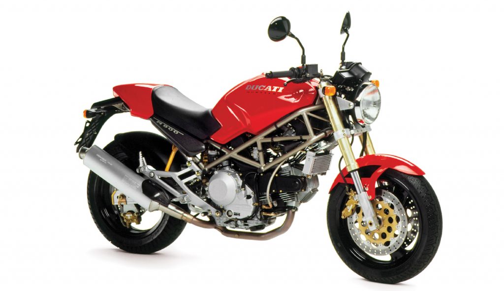 A red 1993 Ducati Monster M900