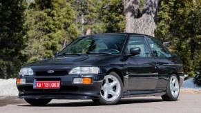 A black 1994 Ford Escort RS Cosworth
