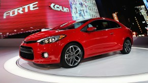 The new 2014 Kia Forte Koup is displayed at the 2013 New York International Auto Show