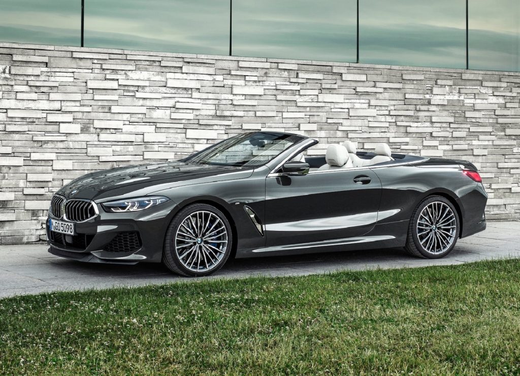 A gray 2019 BMW 8 Series Convertible in front of a white wall