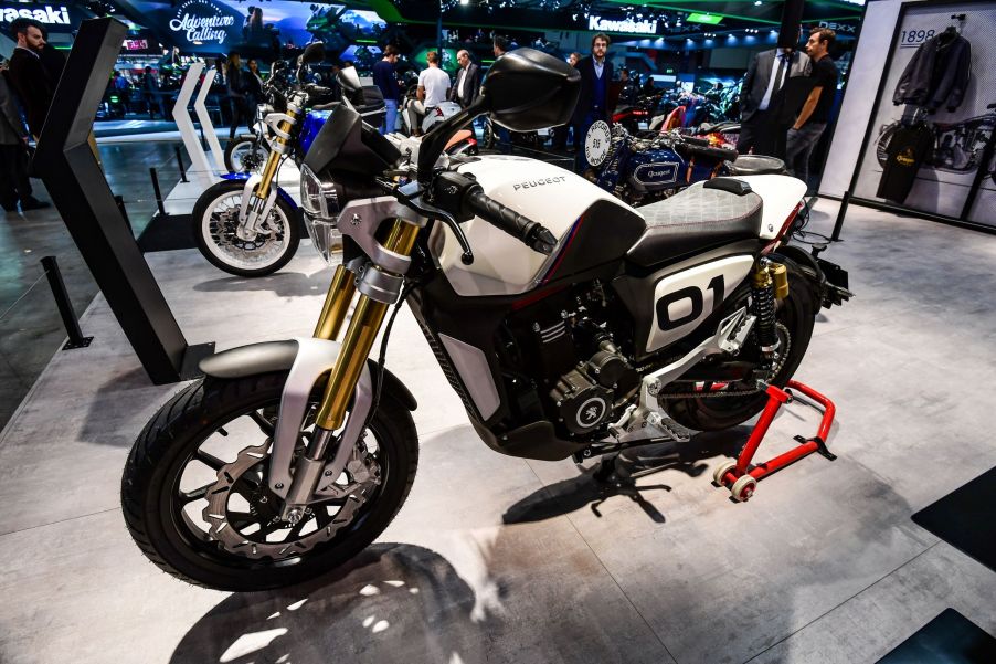 The 2019 Peugeot P2X Concept 300cc motorcycle at EICMA