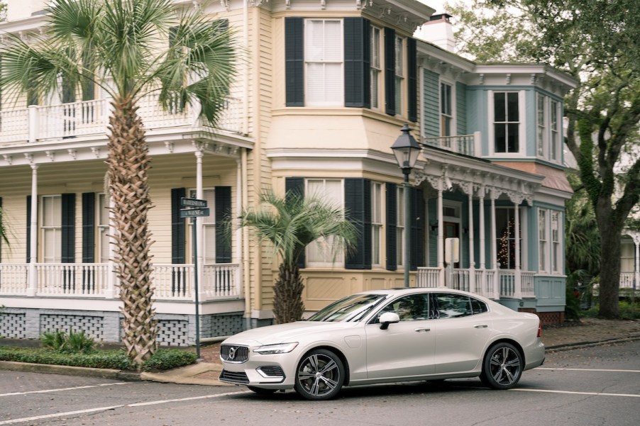2019 Volvo S60 driving through a neighborhood