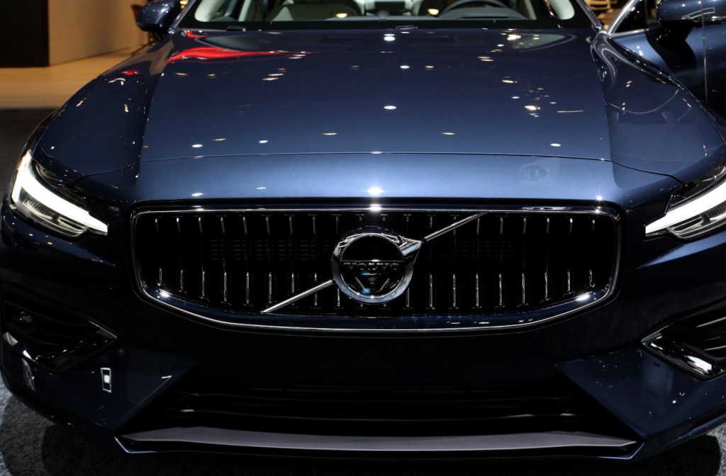 A 2019 Volvo S60 on display at an auto show