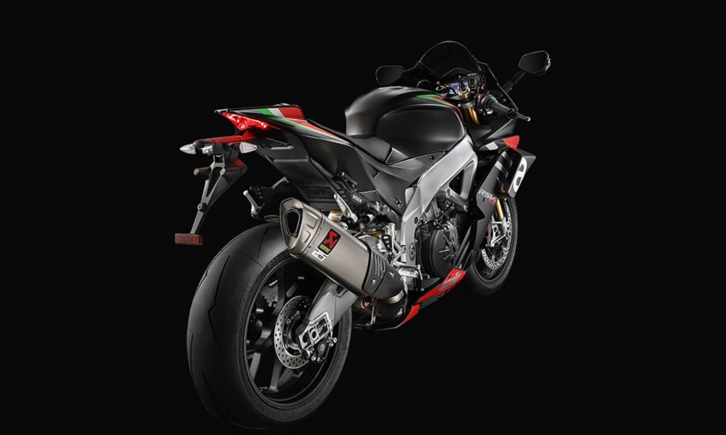 The rear view of the 2020 Aprilia RSV4 1100 Factory