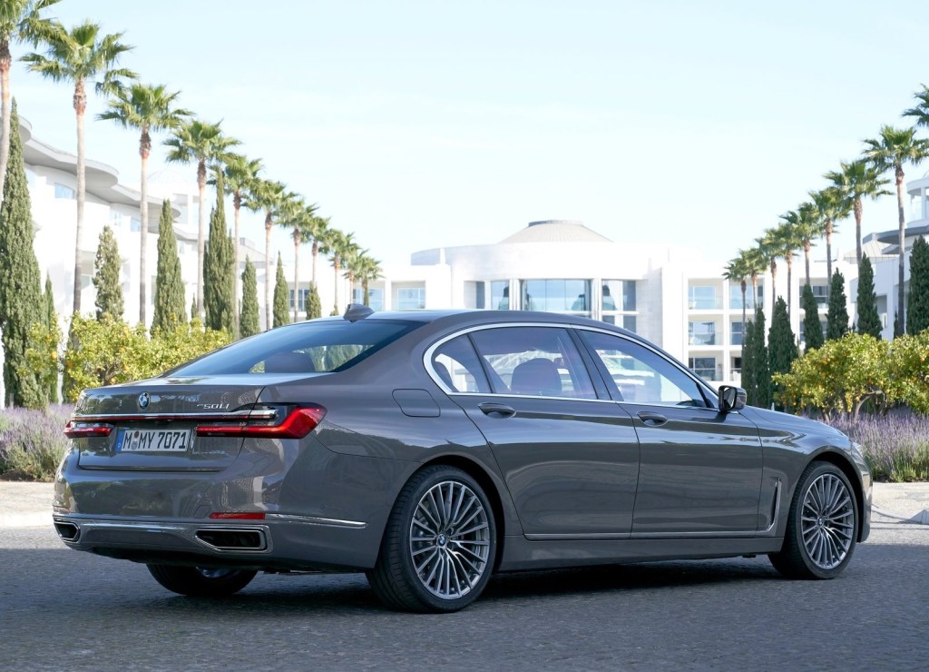 An image of a BMW 750 Li parked on a road.