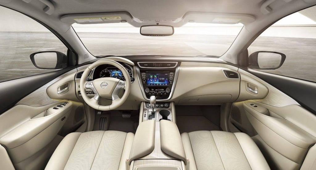 A 2020 Murano with beige leather seats.
