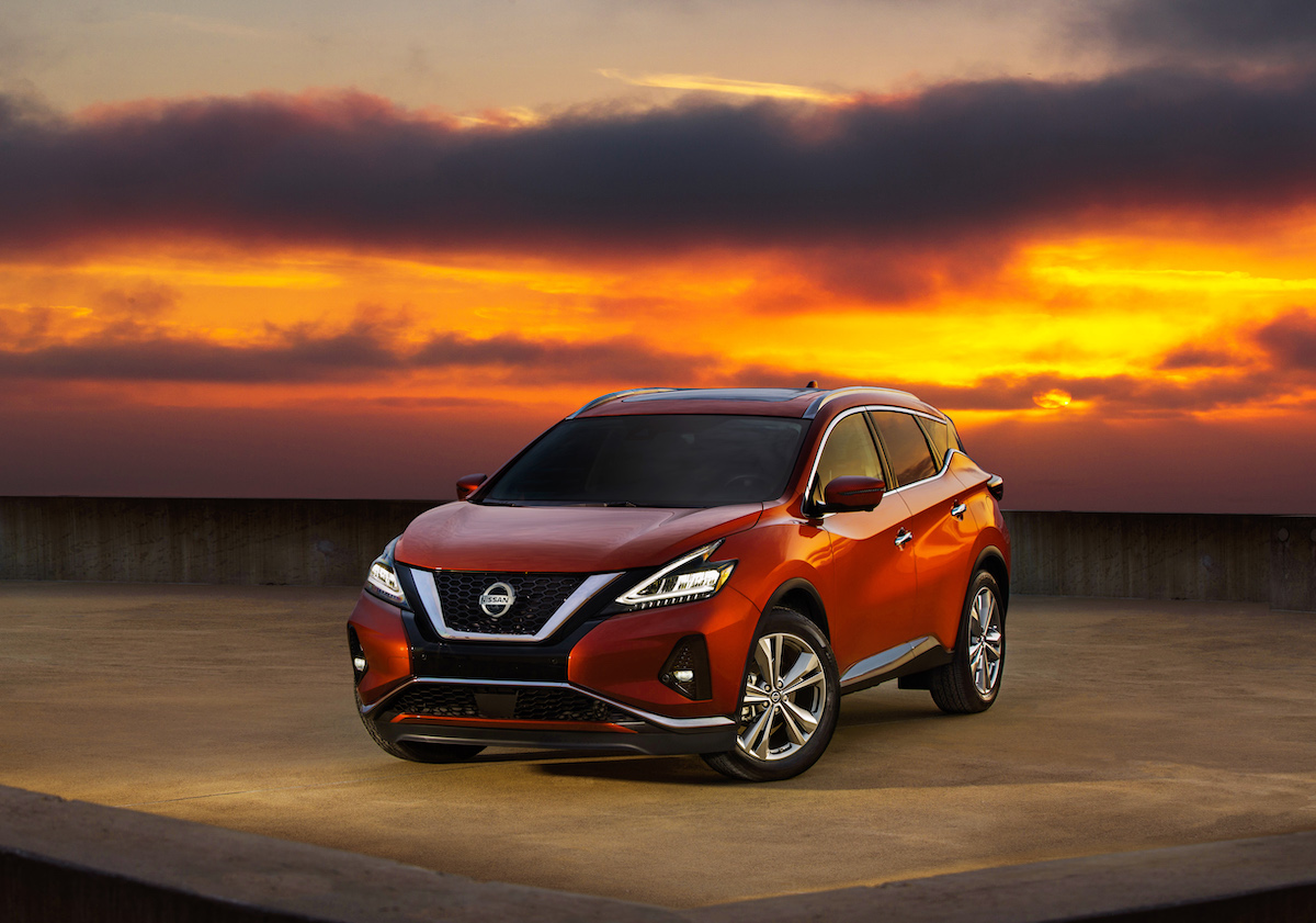 Nissan Murano with the sunset in the background