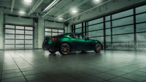 2020 Toyota 86 Hakone inside of a large enclosed showroom with glass panels