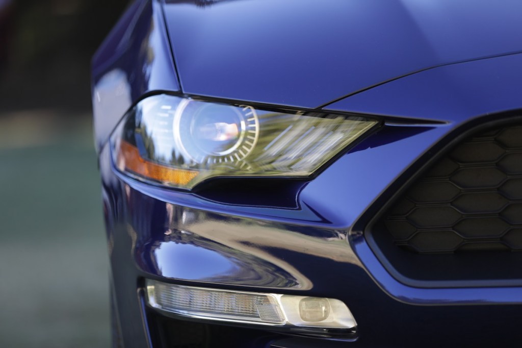 2020 Ford Mustang headlight close detail shot