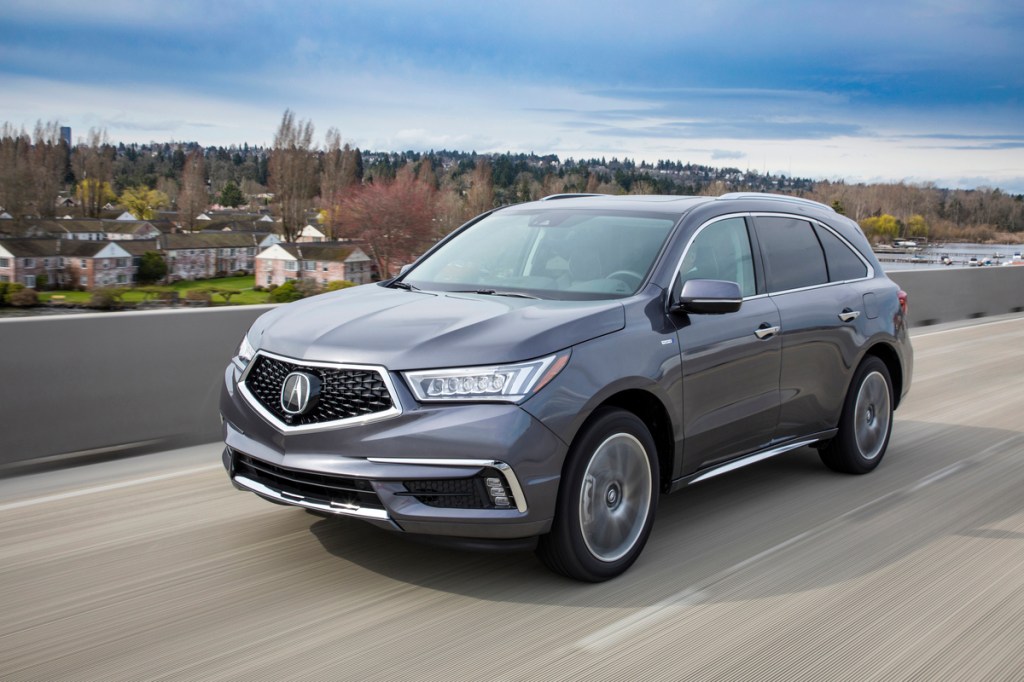 A gray 2020 MDX on the Track
