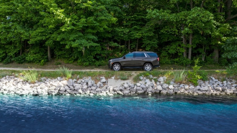 2021 Chevrolet Tahoe High Country by the water's edge