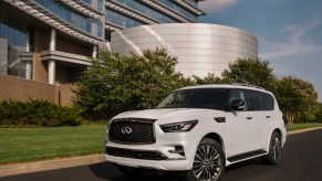2021 Infiniti QX80 outside of an office building