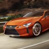 An orange 2021 Lexus LC 500 on a corner