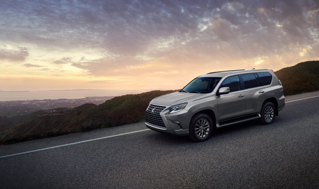 a 2021 lexus gx 460 driving in the mountains