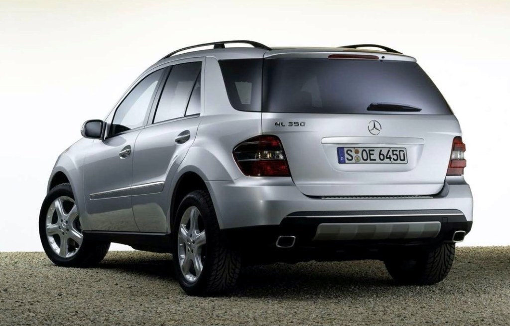 Mercedes-Benz ML350 rear view silver crossover SUV