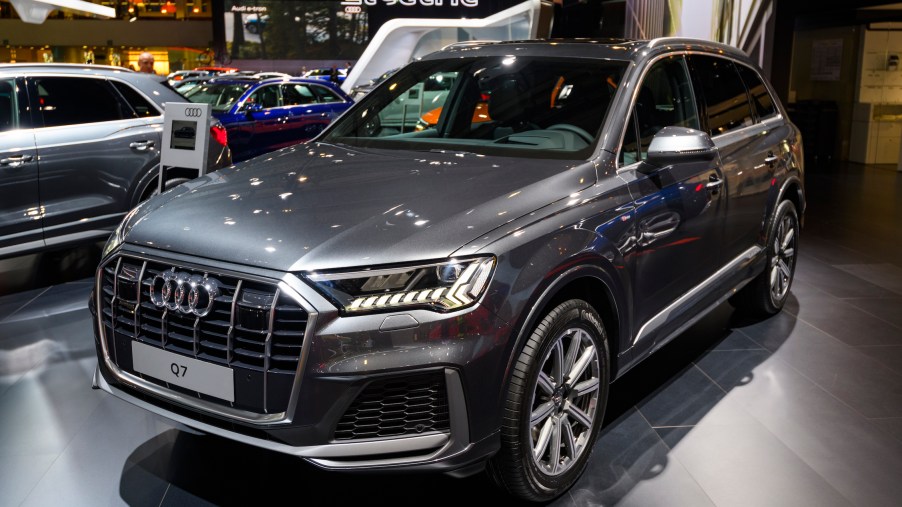 Audi Q7 compact luxury SUV on display at Brussels Expo