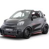 A black-and-red Brabus Smart Ultimate E Facelift cabriolet
