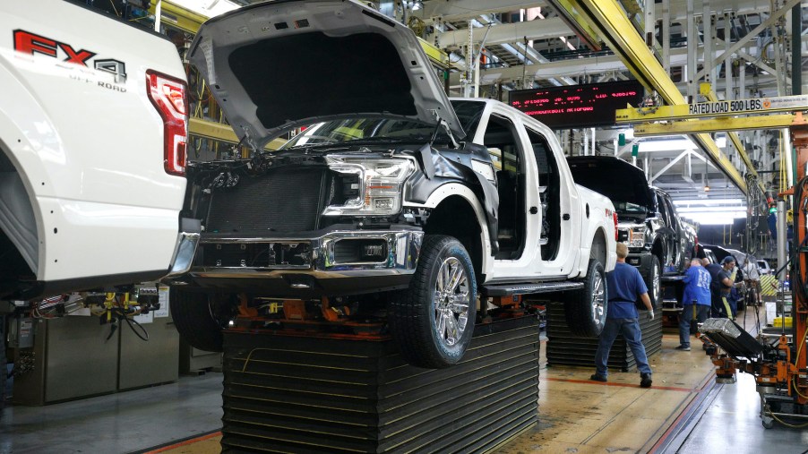 Ford F-150 trucks go through the assembly line at the Ford Dearborn Truck Plant