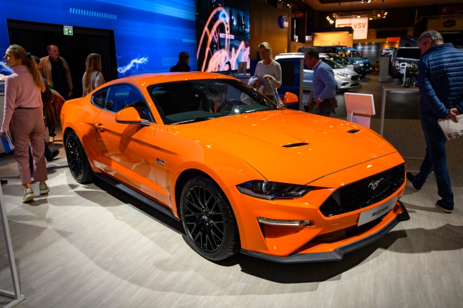 Ford Mustang 5.0 V8 sports car on display at Brussels Expo
