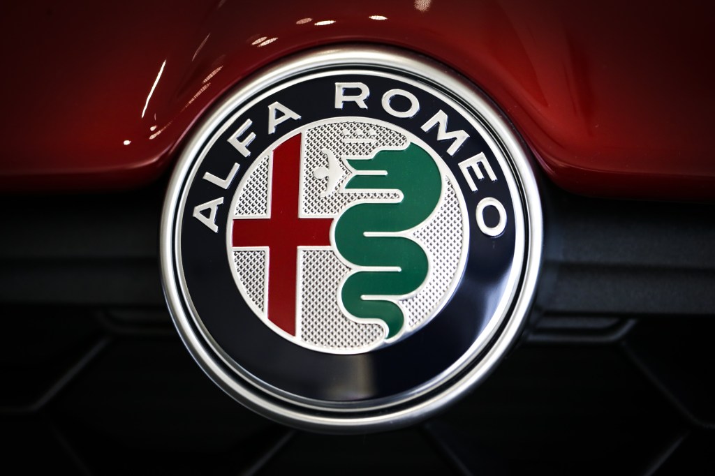A close up image of the Alfa Romeo logo