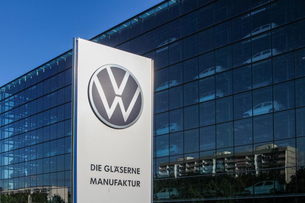 A close up image of the Volkswagen logo.