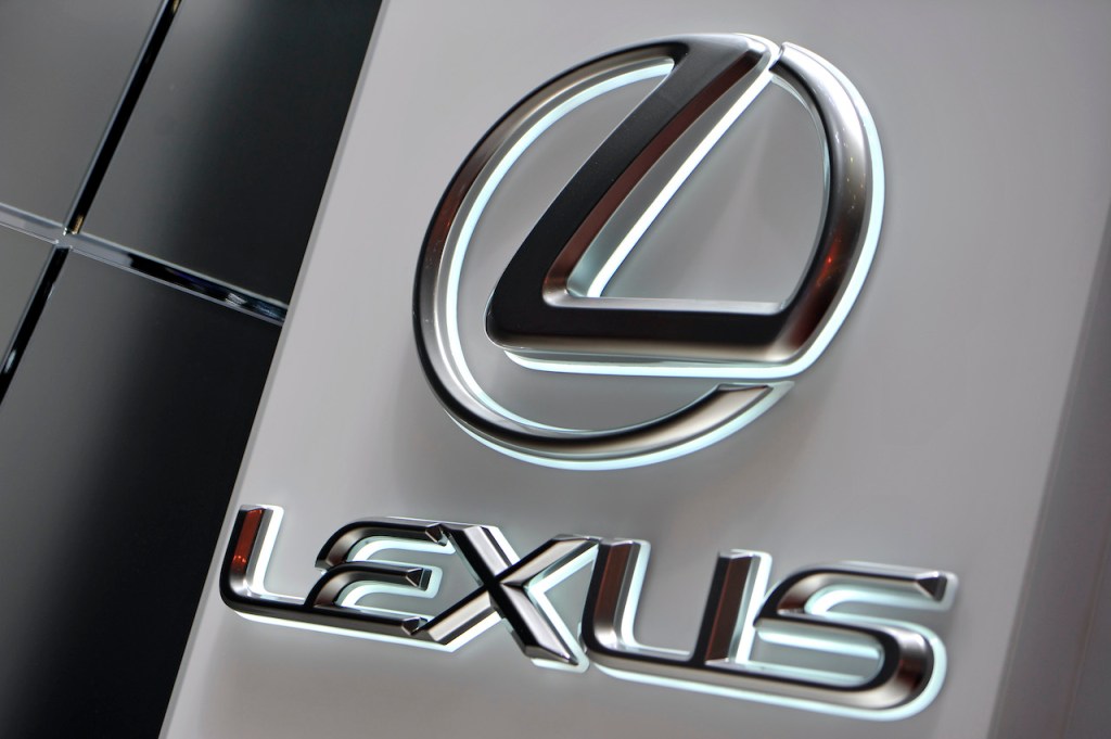 A close up image of the Lexus logo.