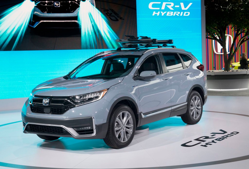 The 2020 Honda CR-V Hybrid that has been named the 2020 Green SUV of the Year, at the 2019 Los Angeles Auto Show